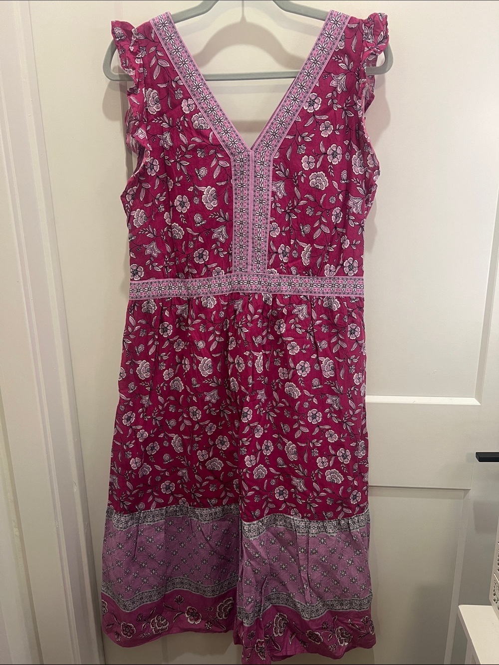 Loft - Women's Floral V-Neck Dress - Knee Length